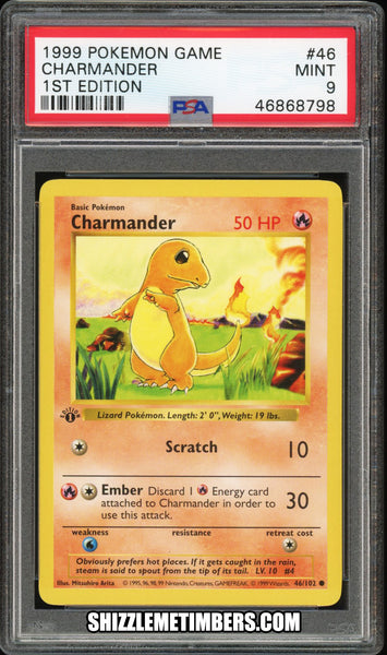 Charmander 46/102 1st Edition Shadowless Base Set - PSA 9
