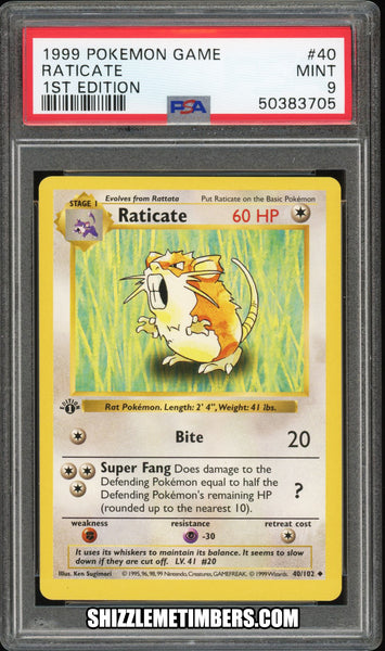 Raticate 40/102 1st Edition Shadowless Base Set - PSA 9