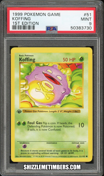 Koffing 51/102 1st Edition Shadowless Base Set - PSA 9