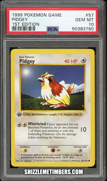 Pidgey 57/102 1st Edition Shadowless Base Set - PSA 10