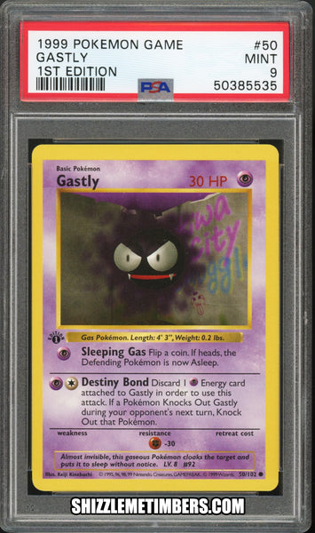 Gastly 50/102 1st Edition Shadowless Base Set - PSA 9