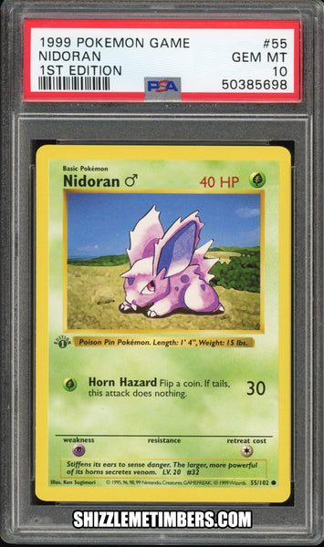 Nidoran 55/102 1st Edition Shadowless Base Set - PSA 10