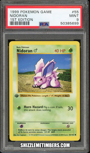 Nidoran 55/102 1st Edition Shadowless Base Set - PSA 9