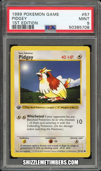 Pidgey 57/102 1st Edition Shadowless Base Set - PSA 9