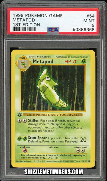 Metapod 54/102 1st Edition Shadowless Base Set - PSA 9