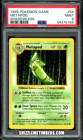 Metapod 54/102 Pokemon Card Shadowless Base Set - PSA 9