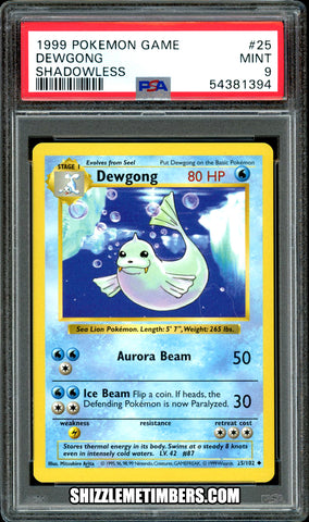 Dewgong 25/102 Shadowless Base Set - PSA 9