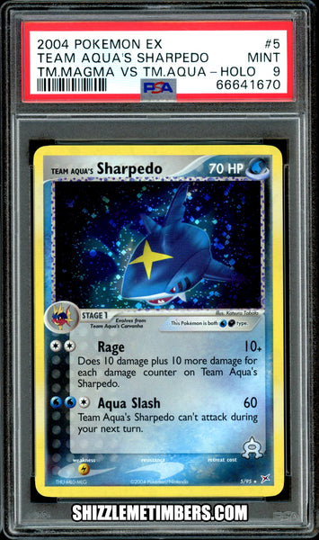 Sharpedo 5/95 Holo EX Team Magma Aqua - PSA 9