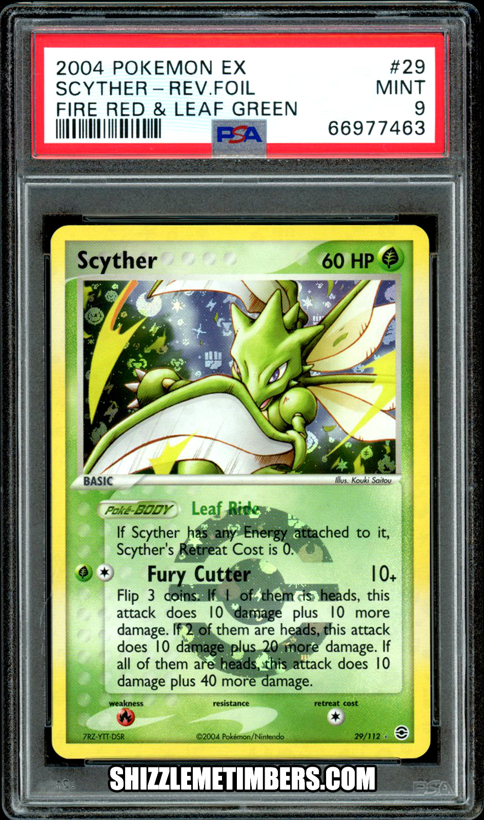 Scyther 29/112 Reverse Holo EX Fire Red Leaf Green - PSA 9