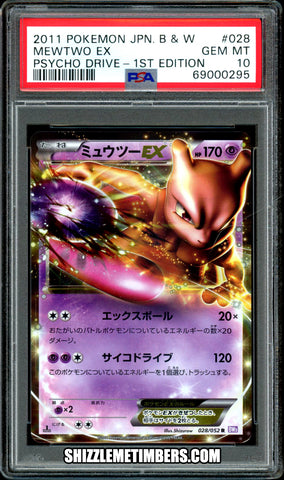 Mewtwo EX 028/052 1st Edition Black White Psycho Drive - PSA 10