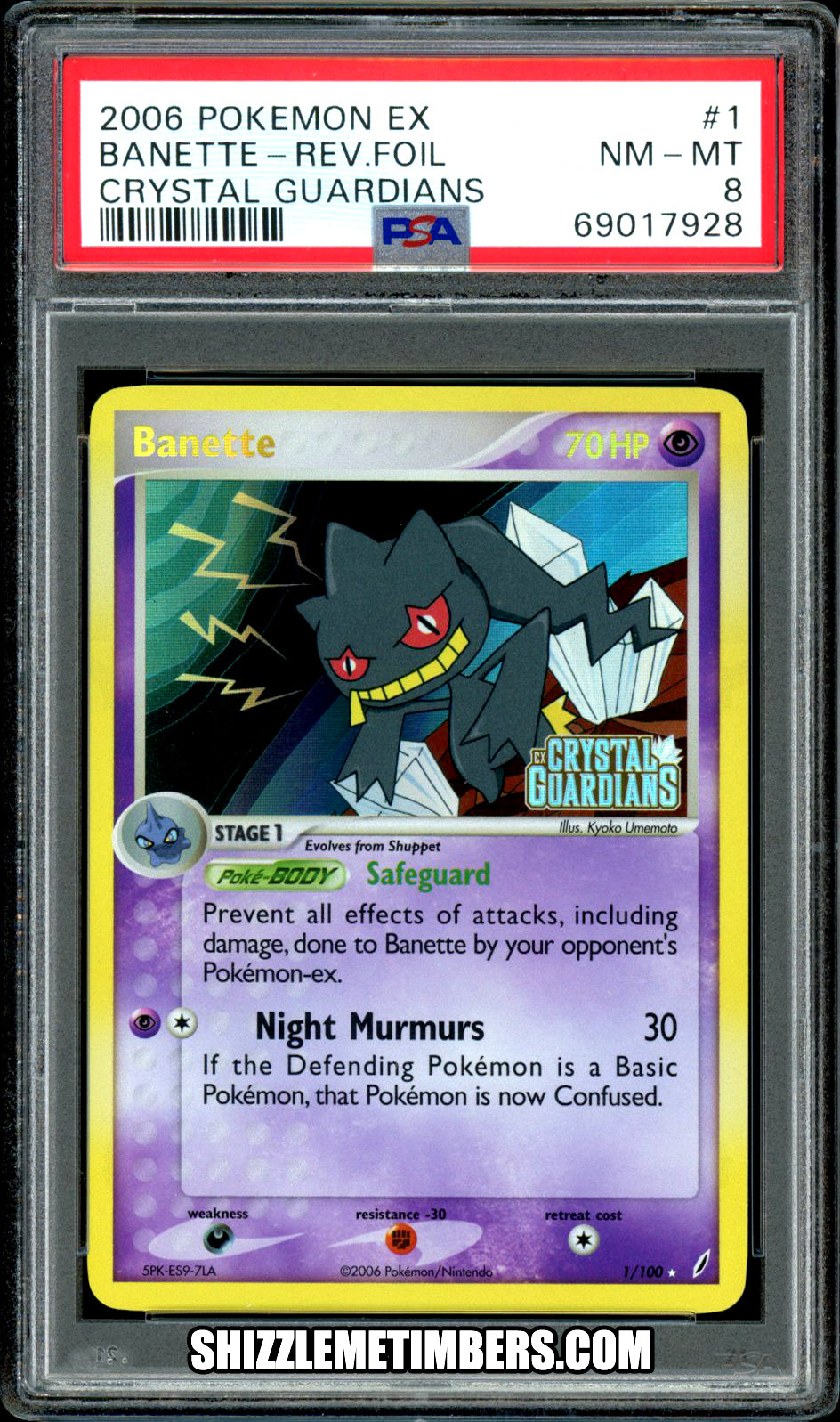 Banette 1/100 Reverse Holo Pokemon EX Crystal Guardians - PSA 8