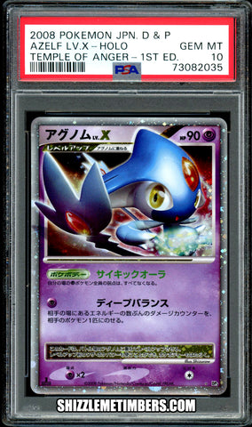 Azelf LV. X Japanese 1st Edition Diamond Pearl Temple Anger - PSA 10