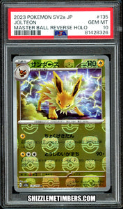 Jolteon 135/165 Pokemon Japanese SV2a 151 Master Ball Reverse - PSA 10