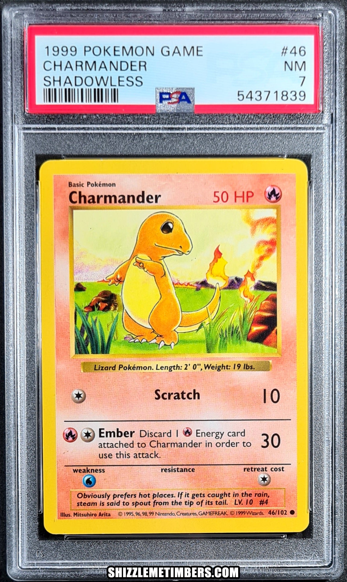 Charmander 46/102 Shadowless Base Set - PSA 7 – Shizzlemetimbers