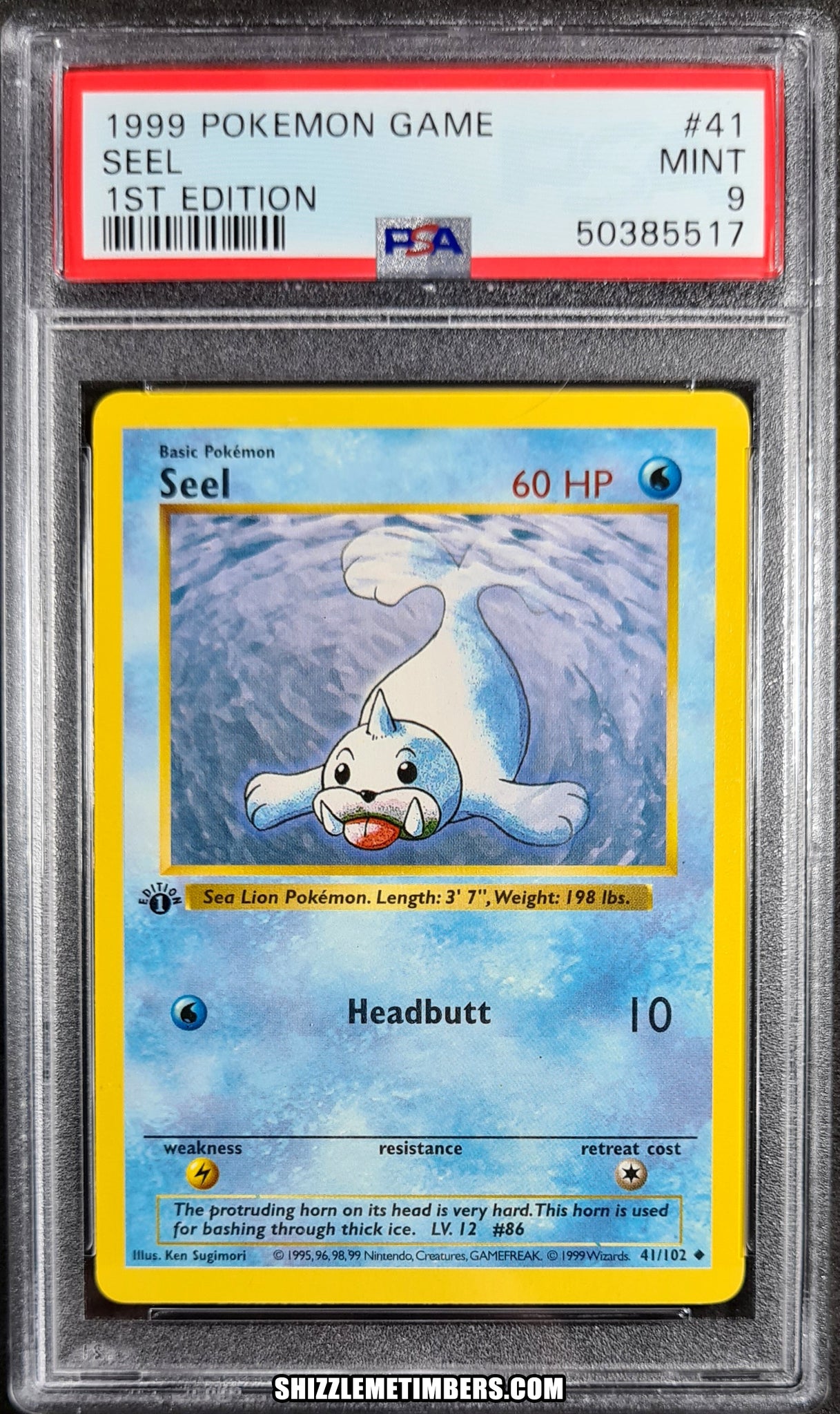 Seel 41/102 Pokemon Base Set Shadowless 1st Edition - PSA 9