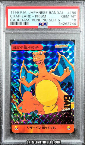 Charizard 186 Prism Bandai Carddass Vending Series 5 1999 - PSA 10