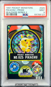 Pikachu 025 Prism Pokemon Japanese Carddass Sealdass Series 2 Raichu PSA 9