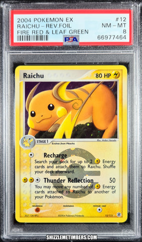 Raichu 12/112 Reverse Holo Pokemon EX Fire Red Leaf Green - PSA 8