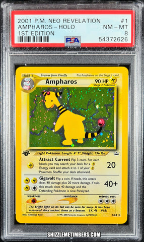 Ampharos 1/64 Holo Pokemon 1st Edition Neo Revelation - PSA 8