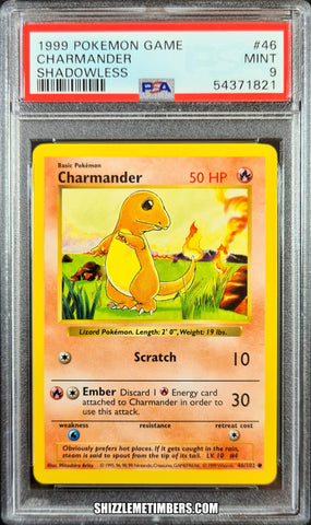 Charmander 46/102 Pokemon Shadowless Base Set - PSA 9