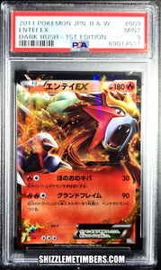 Entei EX 009/069 1st Edition Black White Dark Rush - PSA 9