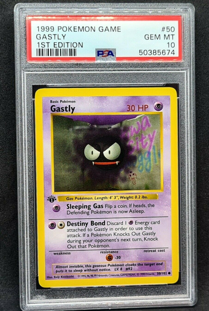 Gastly 50/102 Pokemon Base Set Shadowless 1st Edition - PSA 10 ...