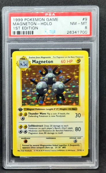 Magneton 9/102 Thin Holo Pokemon Card 1st Edition Shadowless Base Set - PSA 8